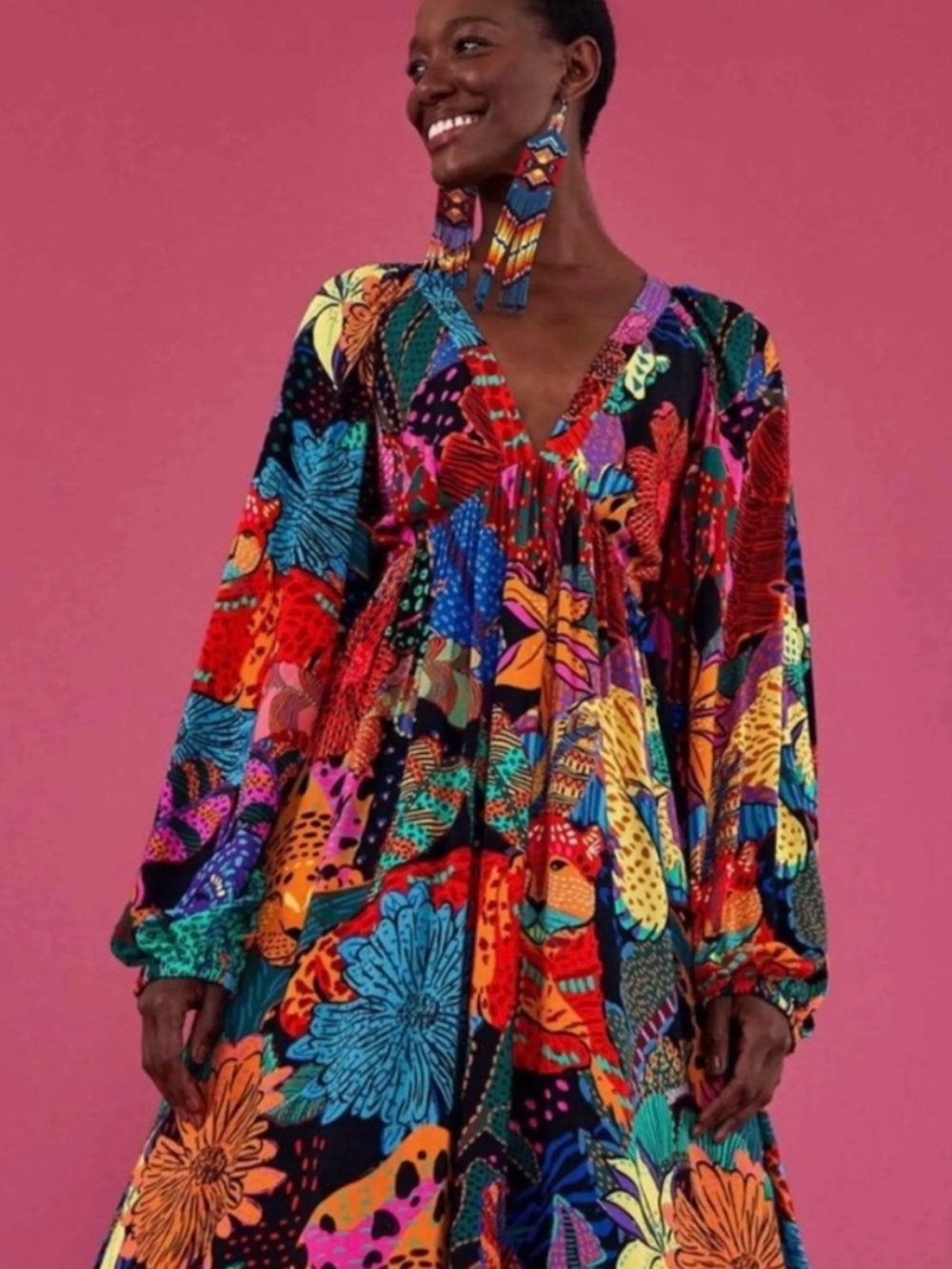 FARM Rio Cool Leopards Floral Maxi Dress